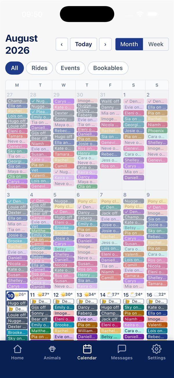 Horsepower app — shared yard calendar